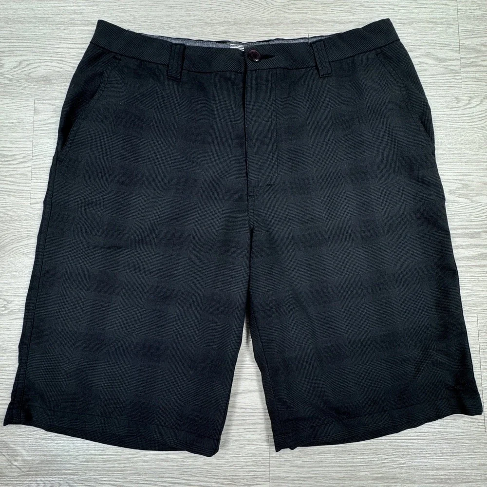 O'Neill Mens Hybrid Shorts Plaid Flat Front Black Size 32 Casual Surf Walkshorts